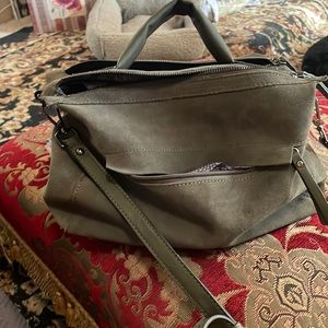 Grey leather suede moda luxe purse